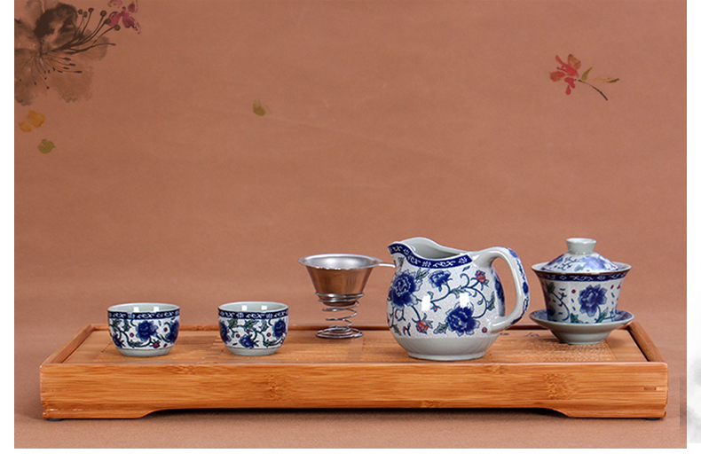 Tiger Crafter Jingdezhen Gạch hội chợ gốm sứ sứ màu xanh và trắng Cup Tea Tea Tea Cup Kung Fu Tea Set Phụ kiện - Trà sứ bộ ấm chén uống trà cao cấp nhập khẩu