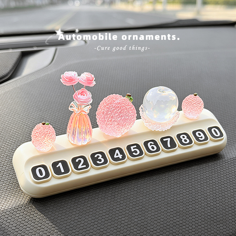 Temporary Parking Number Plate for Car, Creative Luminous Lychee Car Decoration Ornament Temporary Parking Number Plate for Car, Creative Luminous Lychee Car Decoration Ornament