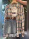 European women's plaid shirt, summer lazy style shirt, stylish long-sleeved top, stylish sun protection jacket