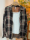 Blue American-Style Fashion Retro Plaid Shirt for Women, New Autumn Niche Loose Casual Cardigan Jacket