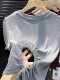 Hollow back waist hot girl style short-sleeved T-shirt for women summer 2025 new fashion temperament slim round neck top