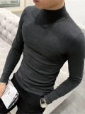Осенний цветной базовый приятный телу трендовый лонгслив, бархатная универсальная футболка, в обтяжку, высокий воротник, облегающий крой