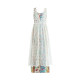 Retro heavy lace layered embroidered blouse suspender skirt summer loose mid-length sleeveless vest holiday wind suit