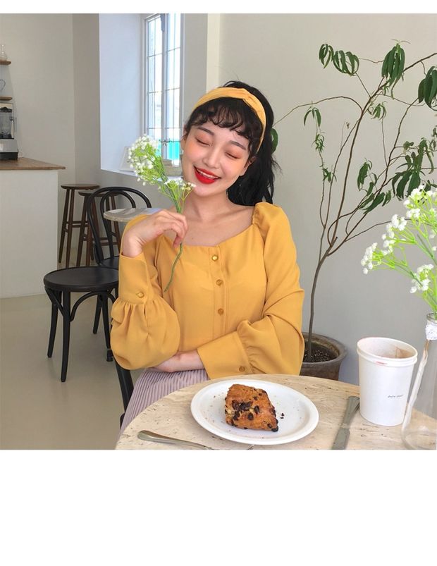 MORAN Han Feng chic nam tính retro kiểu áo dài tay Hồng Kông tay áo phồng cẩn thận máy móc xương đòn hàng đầu sơ mi dài tay nữ
