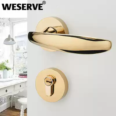 Visa Hua's door lock Mute American modern minimalist Nordic bedroom door lock handle three-piece set