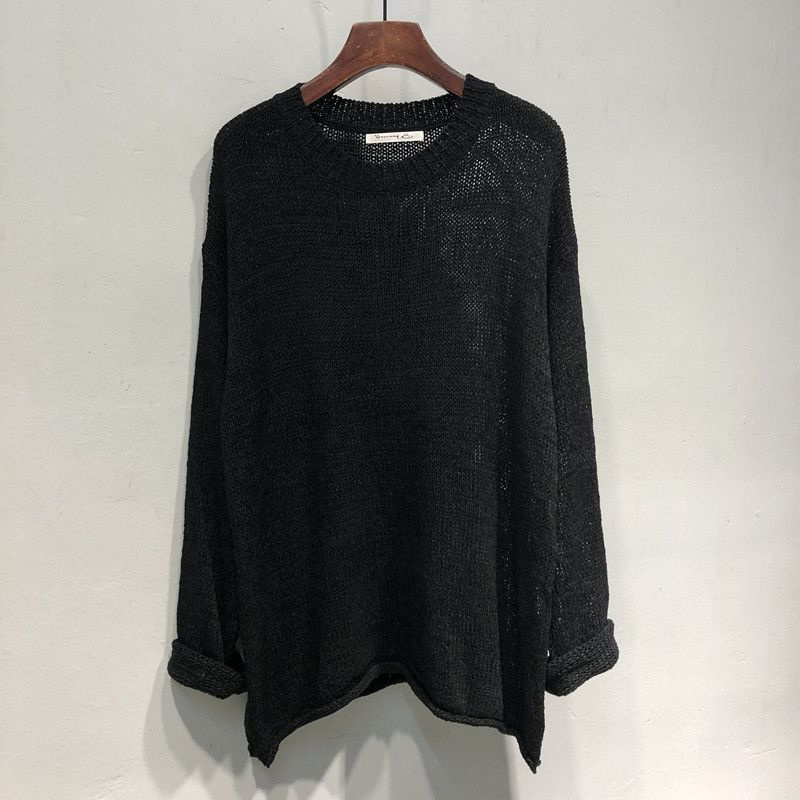Spring and Autumn Plus-Size Lazy Style Retro Women's Tops 150kg Hollow Knit Sweater Base Shirt Ins