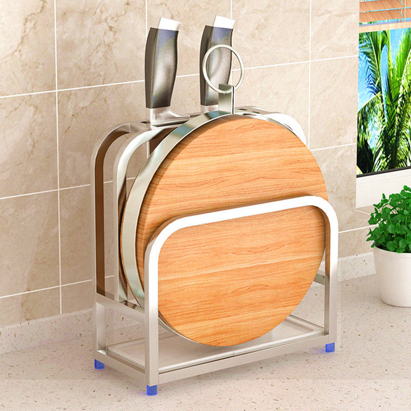 Stainless steel tool holder kitchen shelving chopping block frame integrated home kitchen knife cutter case plate rack cutting board placing frame-Taobao