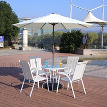White balcony drinking table and chair outdoor leisure outdoor garden courtyard outdoor furniture home parasol combination