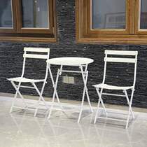 White balcony small table and chair outdoor iron art light luxury leisure creative Nordic folding tea Net red three-piece combination