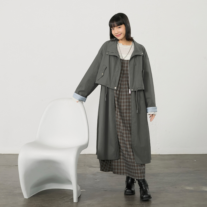 Inkday Japanese-Style Light Retro Detachable Two-Way Trench Coat for Women, Commuter Style Autumn and Winter Lapel Jacket Outerwear Inkday Japanese-Style Light Retro Detachable Two-Way Trench Coat for Women, Commuter Style Autumn and Winter Lapel Jacket Outerwear