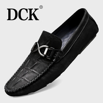 DCK high-grade Doudou shoes 2021 new mens casual leather shoes genuine leather soft sole soft leather British mens shoes summer