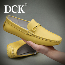 DCK Doudou shoes mens leather 2021 new summer thin section a pedal lazy mens casual leather shoes soft leather