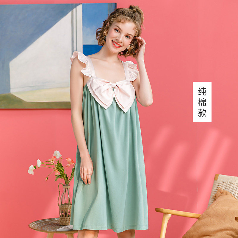 芬腾旗下 玛伦萨 女式蝴蝶结吊带睡裙 天猫优惠券折后￥59包邮（￥119-60）冰丝、纯棉多色可选