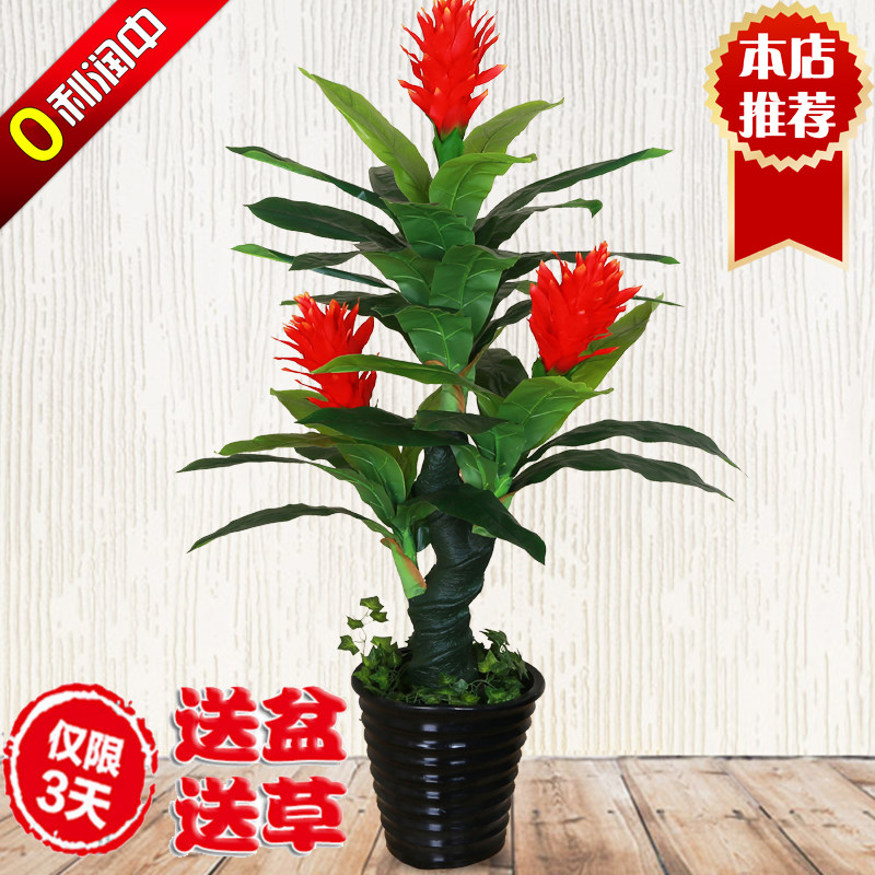 Fake Flowers Hong Transport When Head Emulation Plant Green Planting Potted Plants Floor Large Indoor Living Room Furnishing Fake Tree Plastic Decoration Flowers