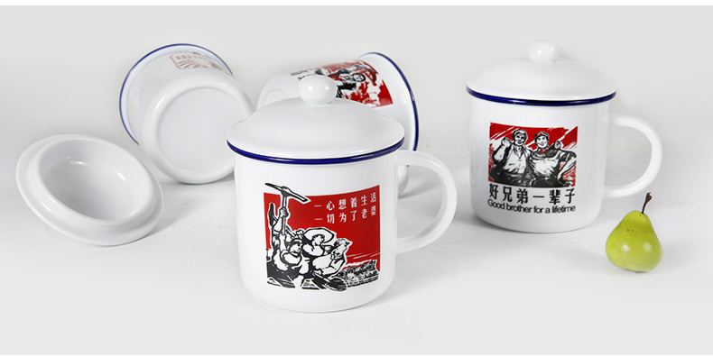 Cốc gốm cốc có nắp retro cốc nước văn phòng sáng tạo bình trà tùy chỉnh hoài cổ điển giả cốc - Tách bình giữ nhiệt 2 lít