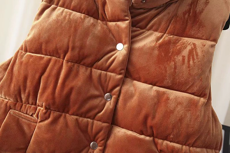 2018 thu đông mới 200 cân béo MM size lớn nữ nhung nhung vàng vest vest ngắn vest vest