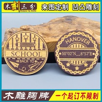 Alien Wood Work Certificate Customized Brand Wooden Brake Branch Badge Making Name Employee Brand Hanging Rope