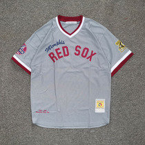 Baseball suit Short sleeves Chains Red Sox Embroidered Letters Big Code Jersey Male Street Original Juku Digital Street Dance Performance Class