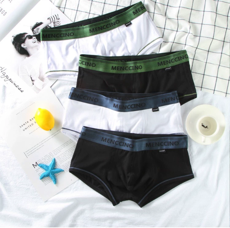 3 quần lót nam cotton boxer gợi cảm eo thấp màu rắn bốn góc xu hướng quần thể thao học sinh - Võ sĩ quyền Anh quần lót phụ nữ