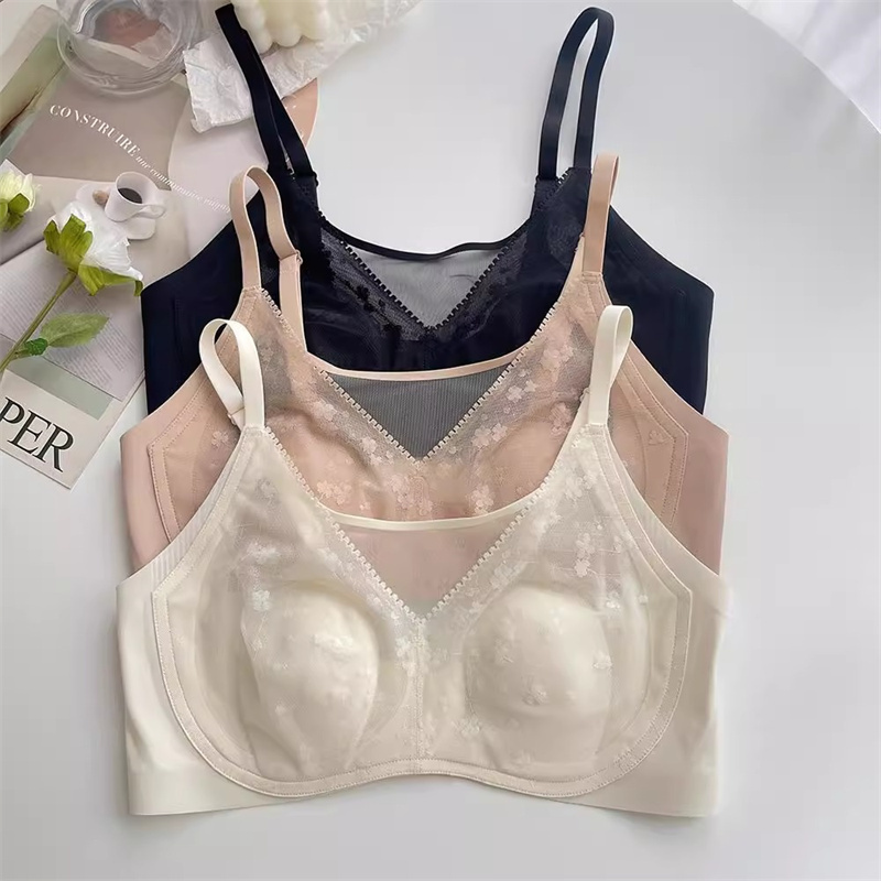 Victoria Minoolin Ultra-Thin Sexy Lace French-Style Intimates Women's Tube Top Big Breasts Minimizing Bra