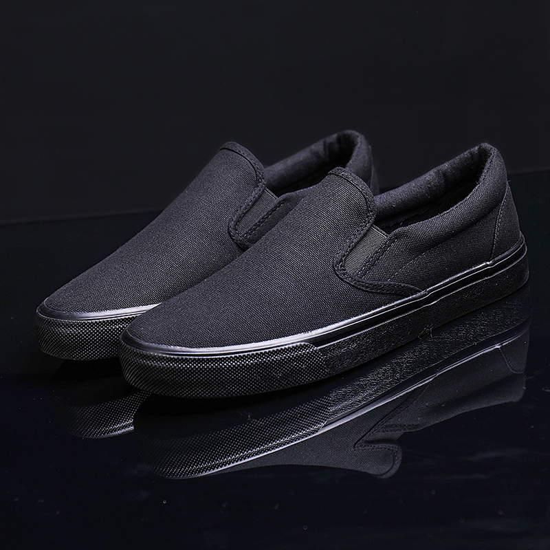 Black cloth shoes men's work deodorant casual shoes men's slip-on Korean version trend all-match canvas shoes student skate shoes