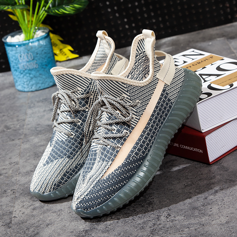 Flying woven coconut shoes men's summer thin breathable casual running shoes new trendy shoes outdoor deodorant mesh slip-on shoes