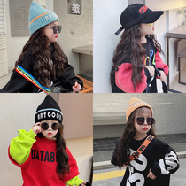 66 Princess childrens wig cap integrated girl cap knitted wool cap long curly hair natural full head simulation