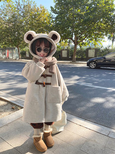 Зимняя демисезонная куртка для прицессы, длинный плащ, шерстяное пальто для девочек, для девочки, в западном стиле