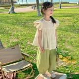 Детская футболка с коротким рукавом для принцессы, приятная телу летняя летняя одежда без рукавов, коллекция 2023, в западном стиле