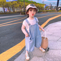 66 Princess Strap Girls Baby Childrens Pants Cowboy Summer Seven points Thin Summer Shorts Korean Fashion Tide