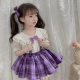 Наряд маленькой принцессы, платье, детская мини-юбка, летняя юбка, летняя одежда, детская одежда, короткий рукав, в западном стиле