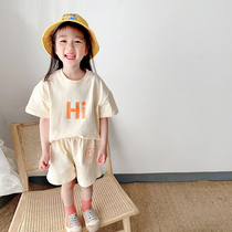 66 Princess childrens clothing girls summer suit 2021 new childrens summer Foreign style girl sportswear tide