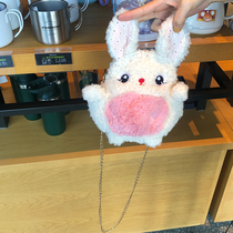 66 Princess ins plush small bag girl 2021 Winter new cartoon cute rabbit mini chain shoulder bag