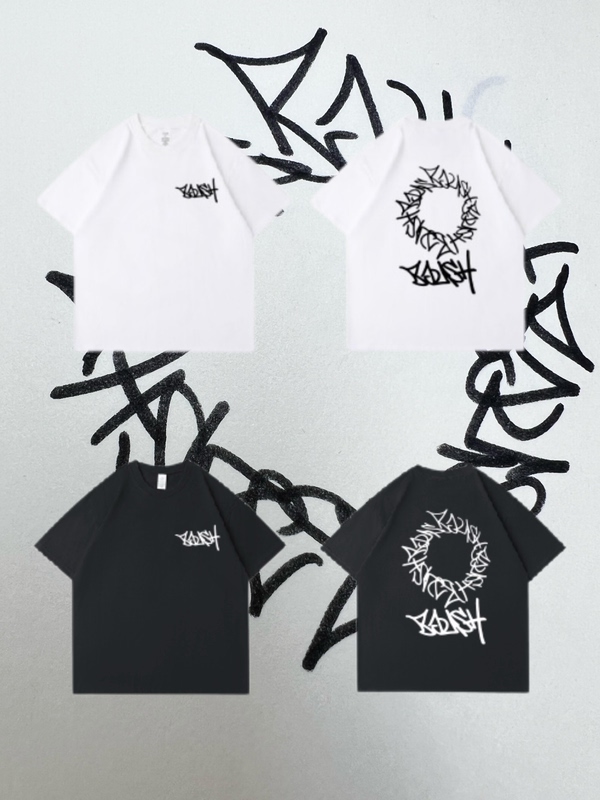 Boush of Street Sting Series Pure Cotton Short-Sleeved Shirts Come with Stickers*10