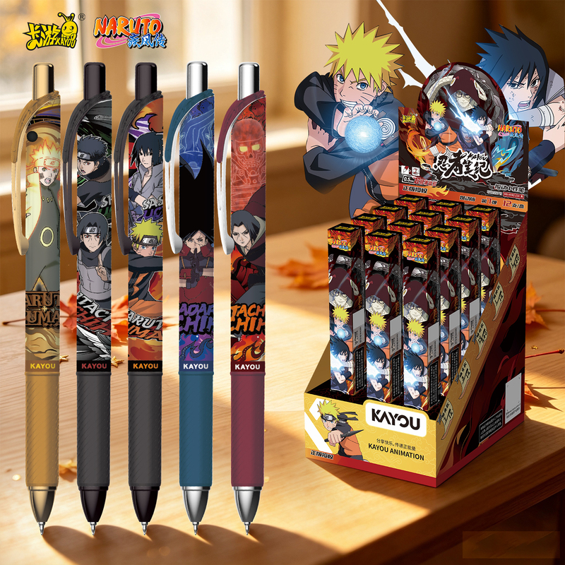 Official Naruto Gel Pen Blind Box Pen Naruto Sasuke Friendship Hidden Edition 7-Click Retractable Student Pen for Boys