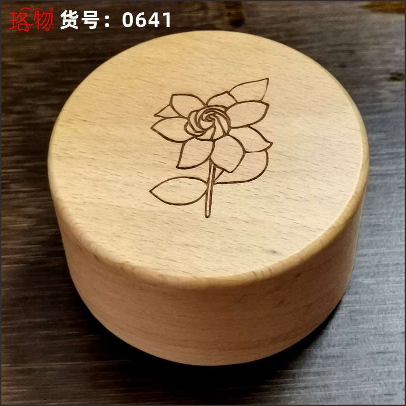 Luowu gift clockwork wooden music box music box mini can be engraved a beautiful jasmine flower