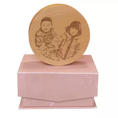 DIY creative gifts Woodcut painting gifts Beech rotating music box Music box Birthday gift custom photos