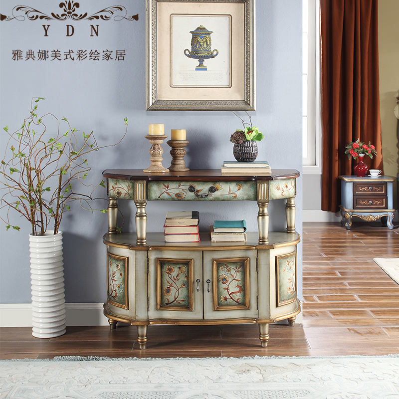 American retro style painted solid wood into the door room door room door hall Xuanguan cabinet Xuanguan Table Dining Cabinet Decorated Cabinet