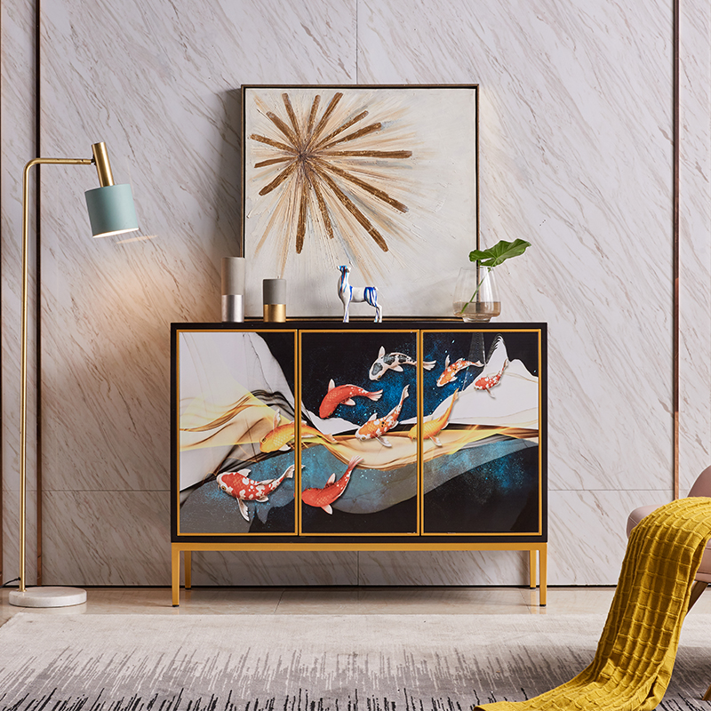 Light extravaganza New Chinese style Xuanguancabinet dining cabinet Living room Home leaning against wall storage cabinet Post modern minimalist Painted Shoe Cabinet