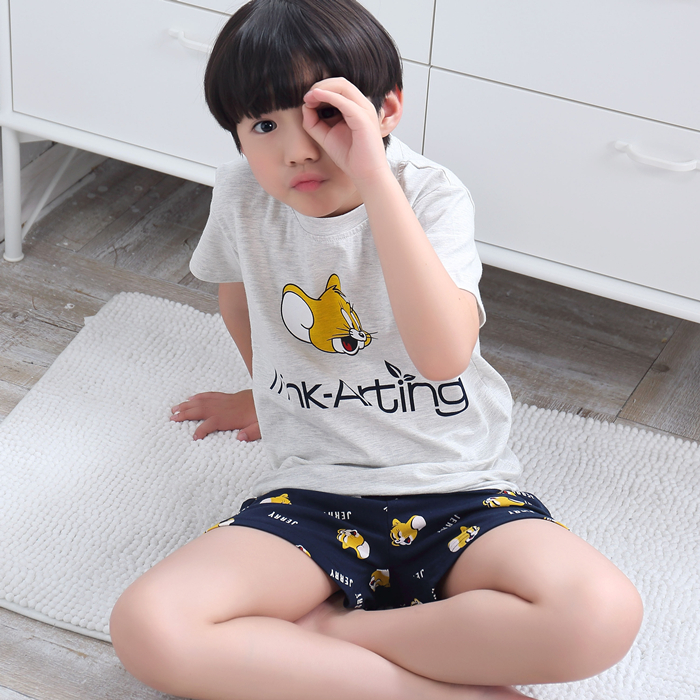 Mens giữa và trẻ em cũ thiết lập 12-15 mùa hè ngắn tay bông bộ con trai Pyjama 13-15 tuổi junior học sinh trung học bông.