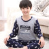 Chàng trai Pyjama 11-13-15 tuổi mùa hè dài tay bộ mỏng bông cotton vừa cậu bé bé trai mùa thu. 