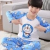 Bộ đồ cho bé trai lớn 12-13 bộ đồ dài tay cotton mùa hè Bộ đồ ngủ bé trai 14-15 tuổi học sinh trung học cơ sở cotton