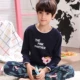Bộ đồ trẻ em lớn cho nam 12-13 mùa thu và mùa hè cotton dài tay cho bé trai Đồ ngủ cho bé trai 14-15 tuổi học sinh trung học cơ sở cotton