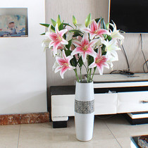 Fake lily flower simulation flower single living room table decoration decoration high-end dried flower bouquet flower arrangement