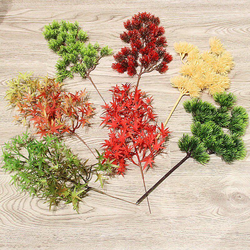 Simulation of pine needles, cypress branches, fake flowers, maple leaves, potted pine branches, props, dry flowers, plastic flowers, pine leaves, fake leaves