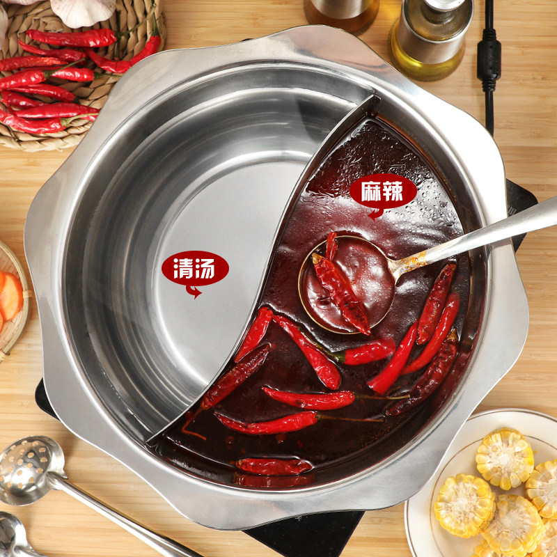 304 stainless steel thickened octagonal hot pot sun basin Commercial household double ear soup pot Induction cooker special electric hot pot