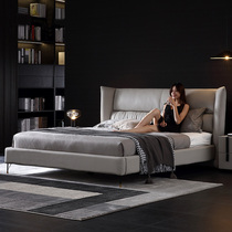 Furniture flagship store 2 m x2 m bed double 2 m x 220 bed master bedroom wedding bed Italian minimalist leather bed