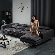 Technology cloth sofa down modern simple disposable Nordic black and white gray Italian minimalist light luxury sofa fabric
