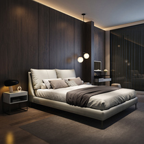 New fashion simple light luxury leather bed master bedroom Double 1 8 meters soft bag modern minimalist Nordic wedding bed 2 meters