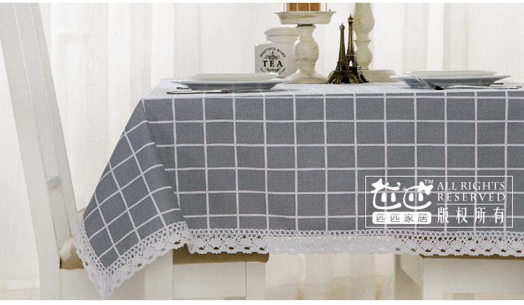 Cotton đôi sợi dọc đôi vĩ độ đơn giản Hàn Quốc kẻ sọc nhỏ tươi ren vải vải bàn cà phê vải bìa tùy chỉnh khăn trải